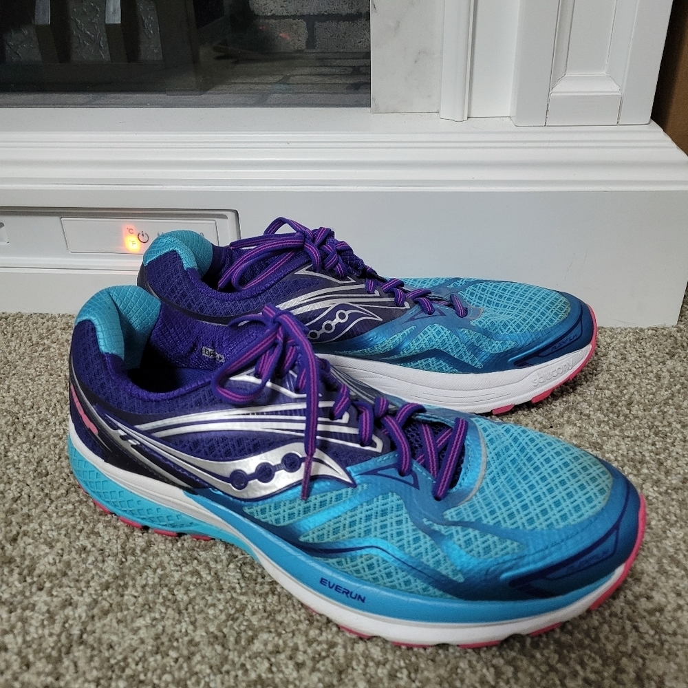 Saucony Rise 9 Everun Women's Running Shoe, Size 10.5, Blue, Pink, White